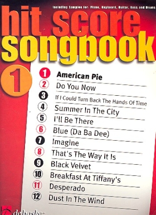 Hit score Songbook: Melodieausgabe mit Texten und Akkordbezeichnung mit Samples fr Piano / Keyboard /Gitarre / Ba / Drums