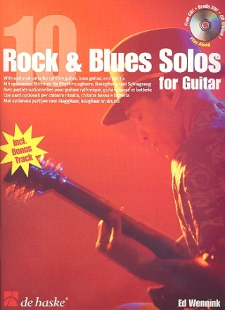 10 Rock and Blues Solos (+CD) - with optional parts for rythem guitar, bass guitar and drums