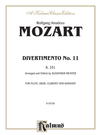 Mozart Divertimento No. 11  Kalmus Classic Series
