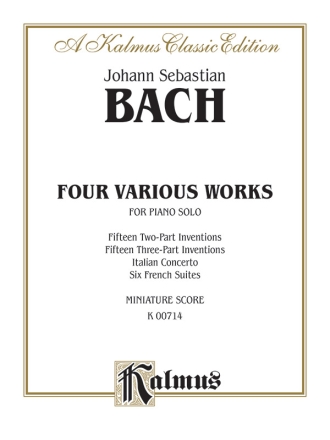 Bach 2 & 3 Pt. Inv.,Fr.Suites  M  Kalmus Classic Series