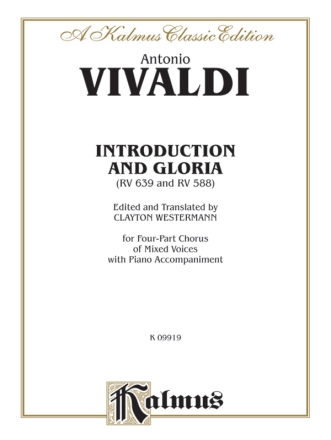 Introduction & Gloria RV639 and RV588 for mixed choir with piano accompaniment score (la/en)
