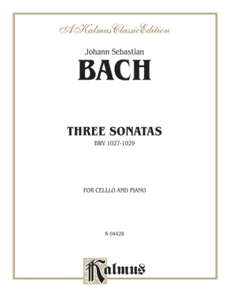 Bach 3 Sonatas Arr. For Cello  C  Kalmus Classic Series