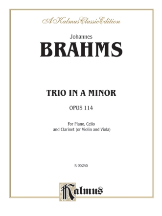 Brahms Trio A-Mn Op.114,Cl/Ce/Pa  Kalmus Classic Series