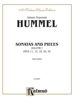 Hummel Sonatas & Pieces Vol 1  P  Kalmus Classic Series