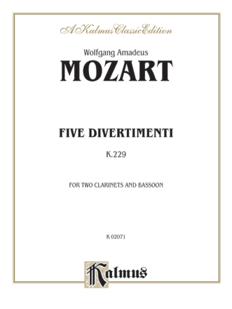 5 Divertimenti KV229 for 2 clarinets and bassoon parts