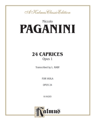 24 Caprices Op. 1 Viola  Kalmus Classic Series