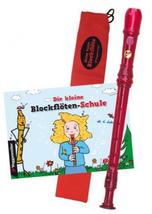 Das bunte Blockflten-Set die kleine Blockfltenschule mit einer Sopranblockflte (barocke Griffweise) aus Kunststoff