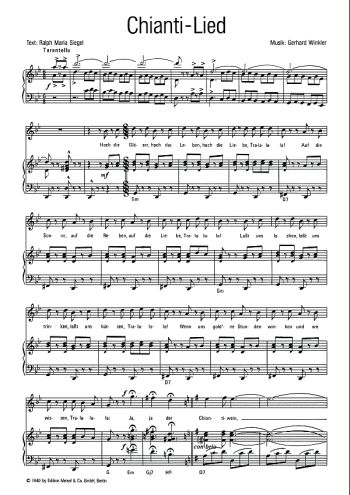 Chianti-Lied: Einzelausgabe fr Gesang und Klavier