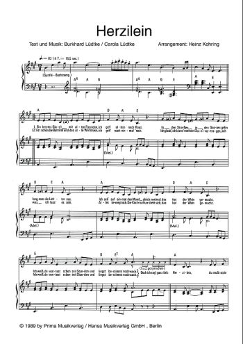 Herzilein: Einzelausgabe fr Gesang und Klavier