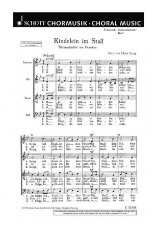 Frnkische Weihnachtslieder fr gemischten Chor (SATB) Chorpartitur