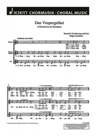 Das Vespergelut - Les cloches des vpres fr Frauenchor (SMezA) Chorpartitur