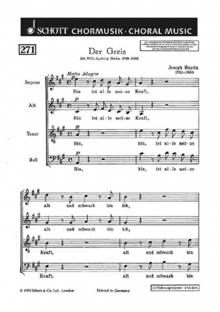 Haydn, Joseph: Der Greis fr gemischten Chor (SATB) Chorpartitur