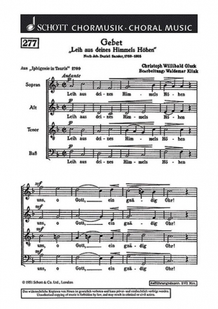 Gluck, Christoph Willibald (Ritter von): Gebet fr gemischten Chor (SATB) Chorpartitur