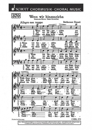 Donato, Baldissera: Wenn wir hinausziehn fr gemischten Chor (SATB) Chorpartitur