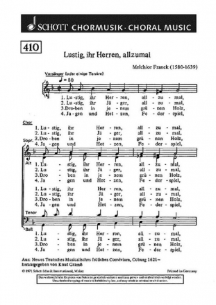 Lustig, ihr Herren, allzumal fr gemischten Chor (SATB) Chorpartitur