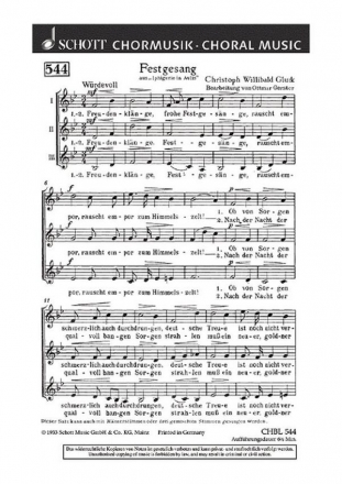 Gluck, Christoph Willibald (Ritter von): Festgesang fr Frauen- oder Kinderchor (SMezA) Chorpartitur