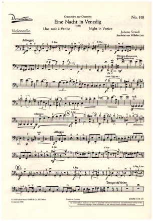 Eine Nacht in Venedig fr Salonorchester Violoncello