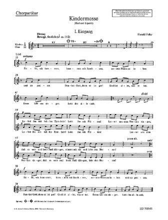 Kindermesse fr Kinderchor (MezMezMez) mit 2 Sopran-Blockflten, Orff-Instrumente  Chorpartitur