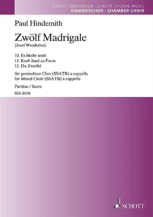 Hindemith, Paul: Zwlf Madrigale Heft 4 fr gemischten Chor (SSATB) Chorpartitur