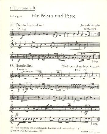 Fr Feiern und Feste fr Blasorchester (8-27 Stimmen) Trompete I in B