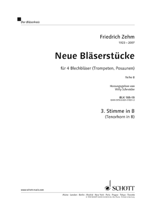 Neue Blserstcke fr 4 Blechblser Einzelstimme - 3. Stimme in B (Trompete, Flgelhorn in B)