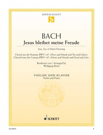 Jesus bleibet meine Freude BWV147 fr Violine und Klavier