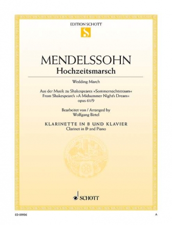 Hochzeitsmarsch op. 61/9 fr Klarinette in B und Klavier