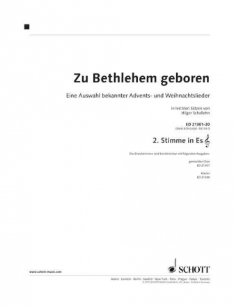 Zu Bethlehem geboren fr gem Chor und Klavier (Instrumente ad lib) variable Besetzungsmglichkeiten 2. Stimme in Es (Violinschlssel):