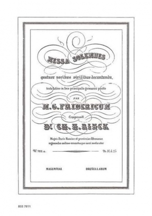 Rinck, Johann Christian Heinrich: Missa Solemnis fr Mnnerchor (TTBB) und Orgel Chorpartitur