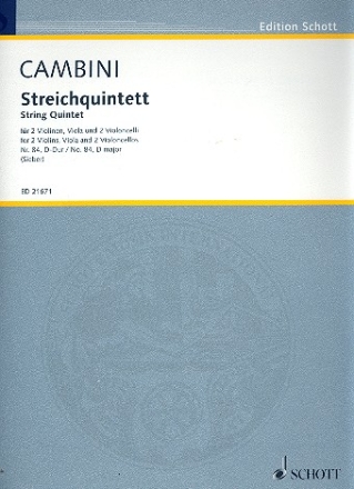 Streichquintett Nr. 84 D-Dur fr 2 Violinen, Viola und 2 Violoncelli Partitur und Stimmen