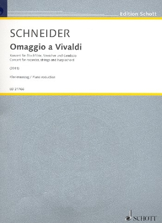 Omaggio a Vivaldi fr Blockflte, Streicher und Cembalo fr Blockflte (SoATB - 1 Spieler) und Klavier