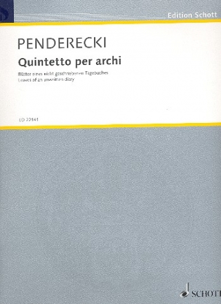 Bltter eines nicht geschriebenen Tagebuches fr 2 Violinen, Viola, Violoncello und Kontrabass Partitur und Stimmen