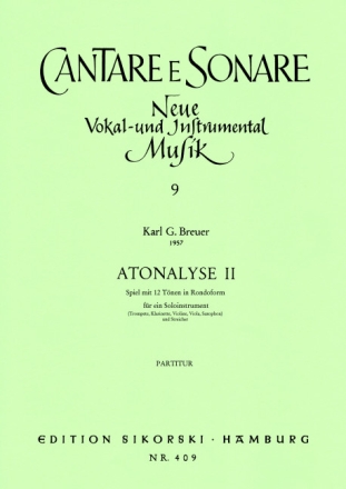 Breuer, Karl Gnther Atonalyse Nr. 2 Fr ein Soloinstrument und Streicher Trompete (Klarinette, Saxophon, Violine, Viola) , Streicher