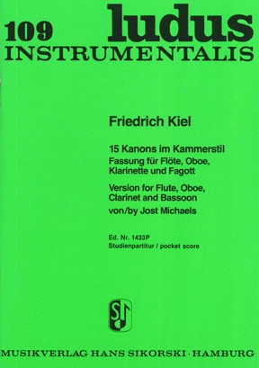 15 Kanons im Kammerstil fr Flte, Oboe, Klarinette und Fagott Studienpartitur