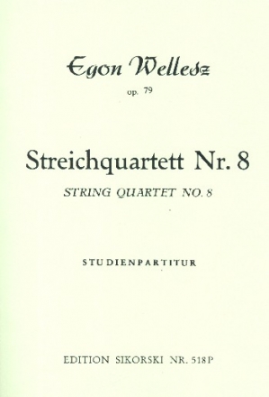 Streichquartett Nr.8 fr Streichquartett Studienpartitur