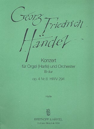 Konzert B-Dur op.4,6 HWV294 fr Orgel, Harfe und Orchester Harfe solo