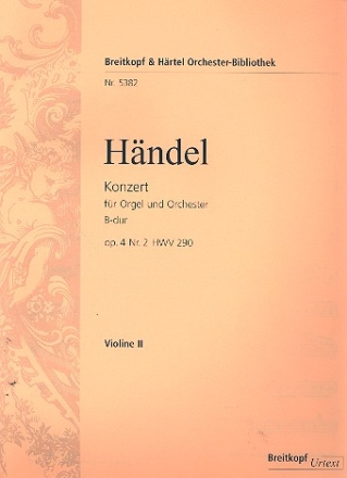 Konzert B-Dur op.4,2 HWV290 fr Orgel und Orchester Violine 2