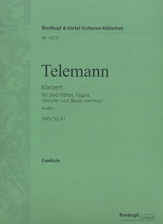 Concerto grosso A-Dur TWV53:A1 fr 2 Flten, Fagott, Streicher und Bc Cembalo