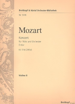 Konzert D-Dur Nr.2 KV314 fr Flte und Orchester Violine 2