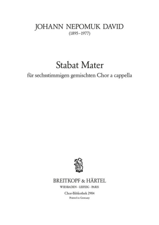Stabat Mater fr gem Chor Chorpartitur