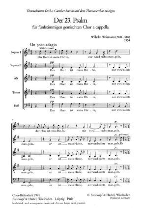 Der 23. Psalm 'Der Herr Ist' fr gem Chor (SSATB) a capella Chorpartitur