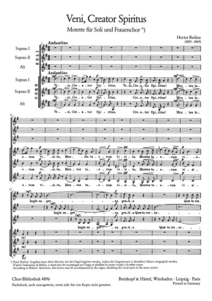 Veni Creator Spiritus fr Soli, Frauenchor und Orgel Chorpartitur