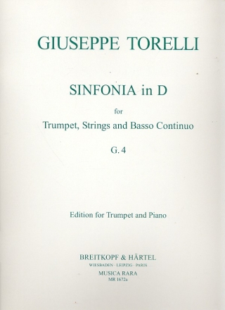 Sinfonia D-Dur G4 fr Trompete, Streicher und Bc fr Trompete und Klavier