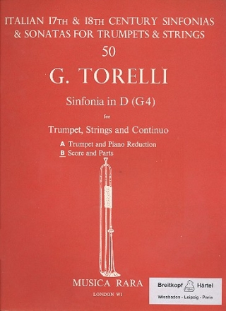 Sinfonia D-Dur G4 fr Trompete, Streicher Partitur und Stimmen (Streicher 1-1-1-4)