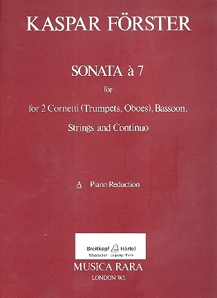 Sonata a 7 for 2 cornetti (trp, oboes), bassoon, strings and bc piano reduction