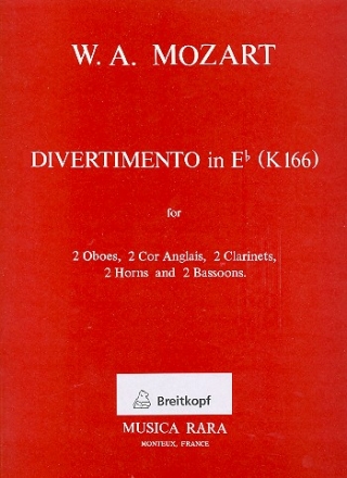 Divertimento Es-Dur KV166 fr 2 Oboen, 2 Englischhrner, 2 Klarinetten, 2 Hrner und 2 Fagotte Stimmen