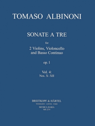 Sonate a tre op.1 Band 4 (Nr.10-12) fr 2 Violinen, Violoncello und Bc Partitur und Stimmen