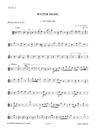 Hndel, Georg Friedrich, Wassermusik fr Orchester Viola