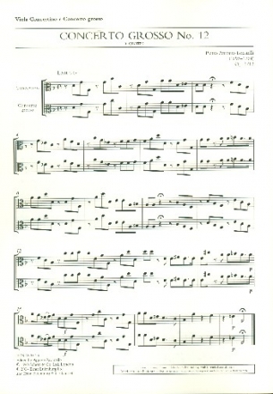 Concerto grosso op.1,12 fr 2 Violinen, Viola, Violoncello und Streichorchester Viola