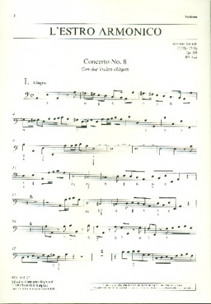 Konzert a-Moll op.3,8 L'Estro Armonico RV522 fr 2 Violinen, Streicher und Bc Kontraba